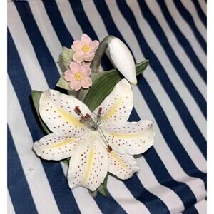 Hamilton Collection "Gold Band Lilly" Porcelain Flower Figurine HC 1986 100%MINT